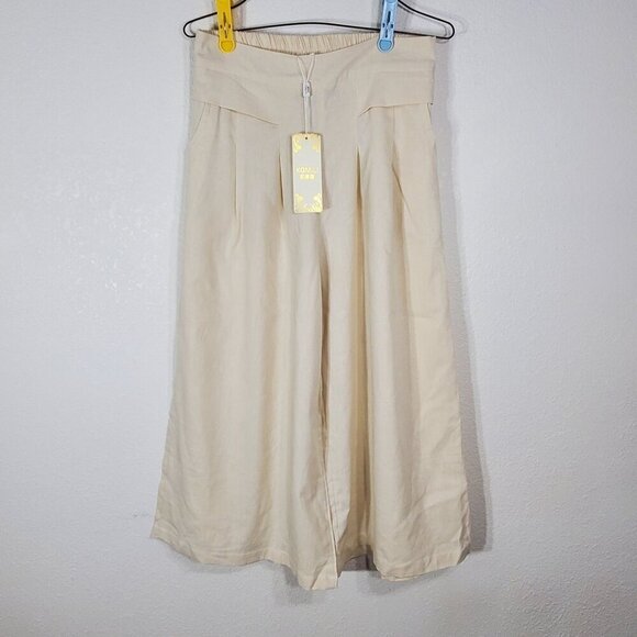 Komili Womens Wide Leg Palazzo Beige Pants Size Asian 2XL Dress Pants - Picture 1 of 12